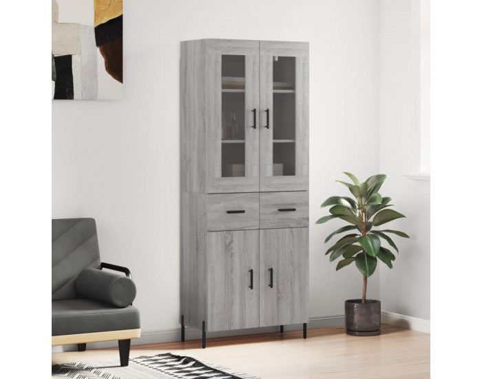 Sonata H Висок шкаф, сив сонома, 69,5x34x180 см, инженерно дърво