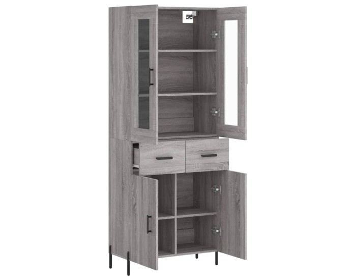 Sonata Dulap înalt, gri sonoma, 69,5x34x180 cm, lemn compozit