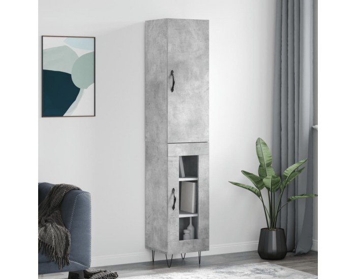 Sonata H Висок шкаф, бетонно сив, 34,5x34x180 см, инженерно дърво