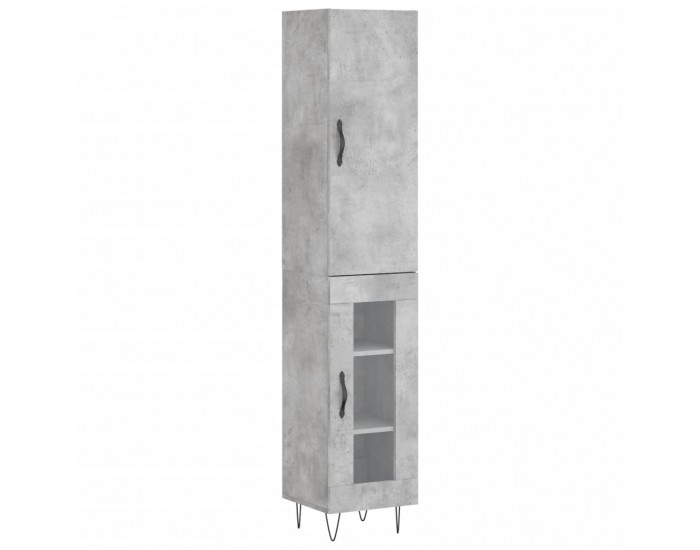 Sonata H Висок шкаф, бетонно сив, 34,5x34x180 см, инженерно дърво
