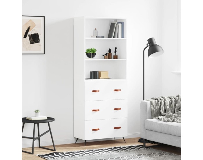 Sonata Dulap înalt, alb, 69,5x34x180 cm, lemn compozit