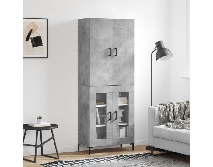 Sonata H Висок шкаф, бетонно сив, 69,5x34x180 см, инженерно дърво