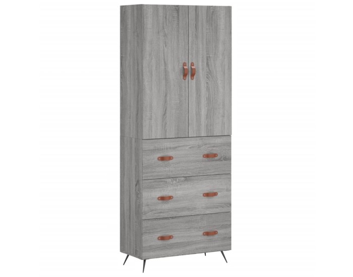 Sonata Dulap înalt, gri sonoma, 69,5x34x180 cm, lemn compozit