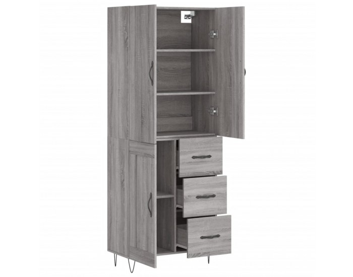 Sonata Dulap înalt, gri sonoma, 69,5x34x180 cm, lemn compozit