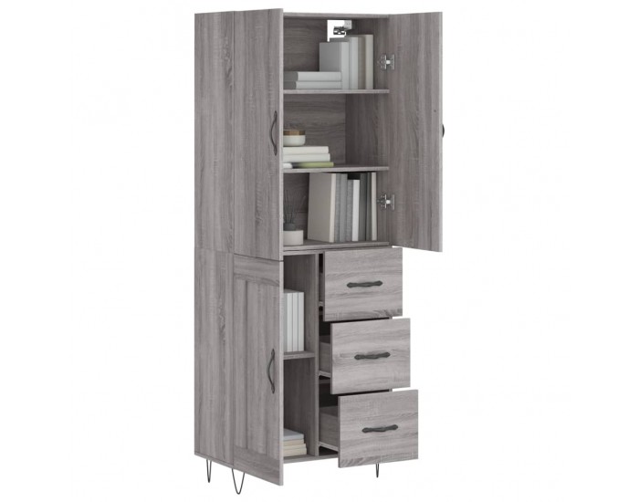Sonata Dulap înalt, gri sonoma, 69,5x34x180 cm, lemn compozit