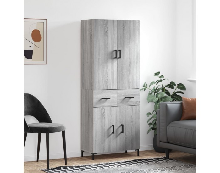 Sonata H Висок шкаф, сив сонома, 69,5x34x180 см, инженерно дърво