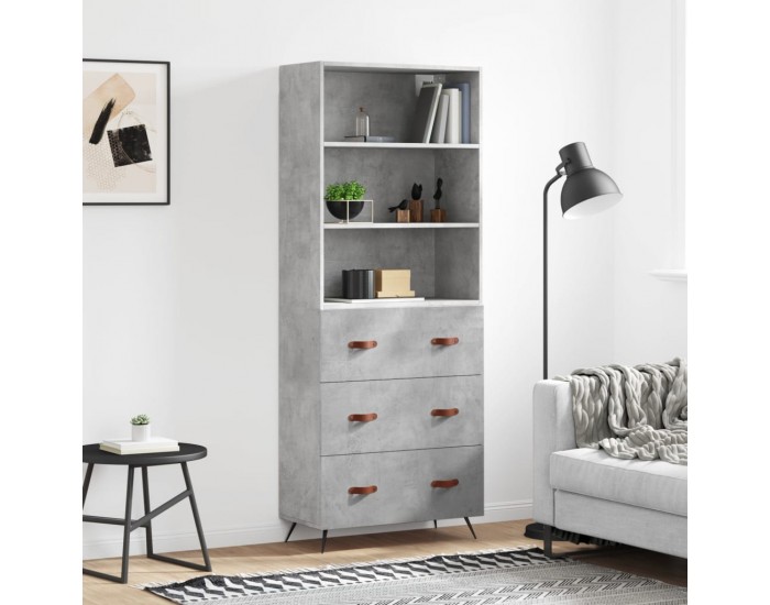 Sonata H Висок шкаф, бетонно сив, 69,5x34x180 см, инженерно дърво