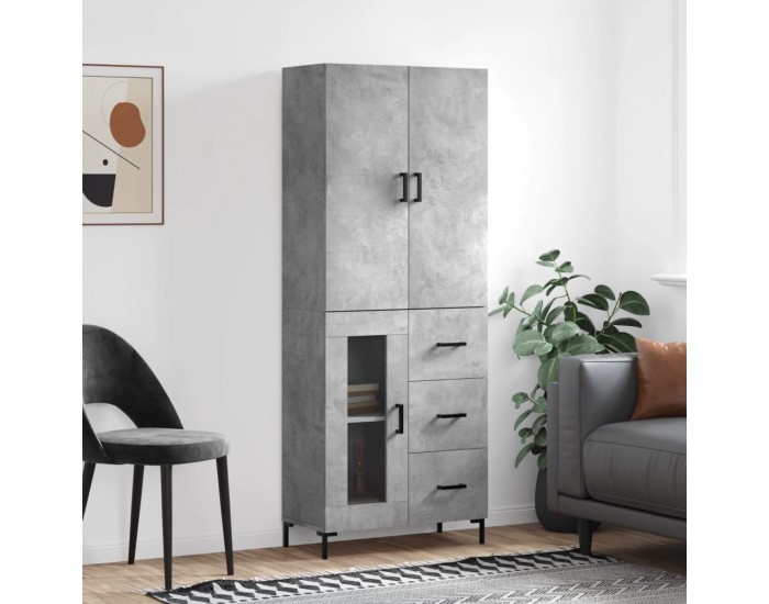 Sonata H Висок шкаф, бетонно сив, 69,5x34x180 см, инженерно дърво