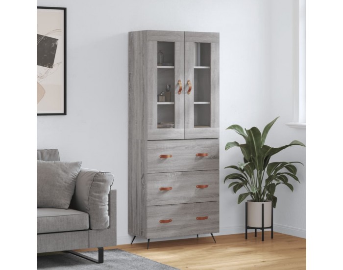 Sonata H Висок шкаф, сив сонома, 69,5x34x180 см, инженерно дърво