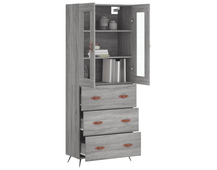 Sonata Dulap înalt, gri sonoma, 69,5x34x180 cm, lemn compozit