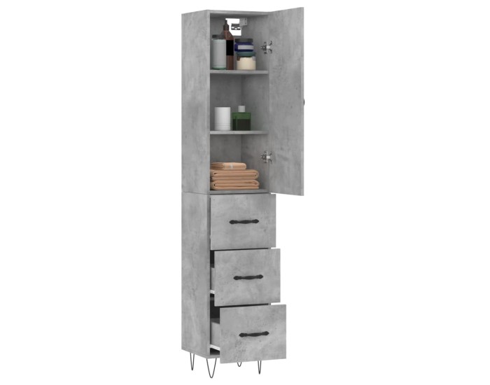 Sonata Dulap înalt, gri beton, 34,5x34x180 cm, lemn prelucrat