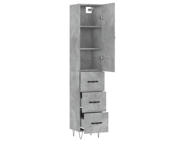 Sonata Dulap înalt, gri beton, 34,5x34x180 cm, lemn prelucrat