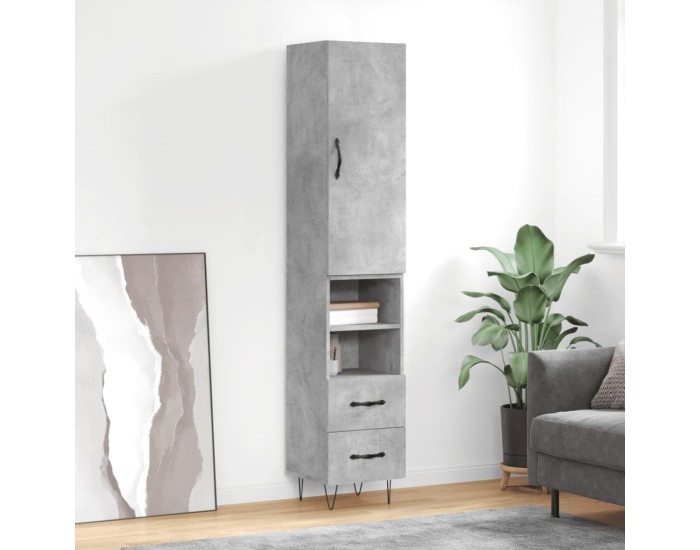 Sonata Dulap înalt, gri beton, 34,5x34x180 cm, lemn prelucrat