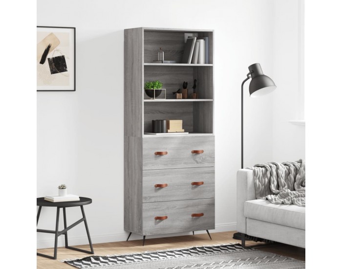 Sonata H Висок шкаф, сив сонома, 69,5x34x180 см, инженерно дърво