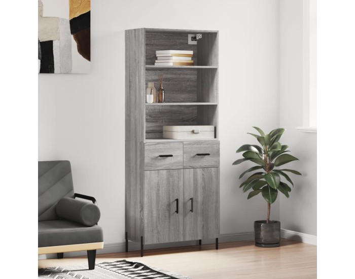 Sonata Dulap înalt, gri sonoma, 69,5x34x180 cm, lemn compozit