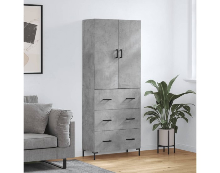Sonata H Висок шкаф, бетонно сив, 69,5x34x180 см, инженерно дърво
