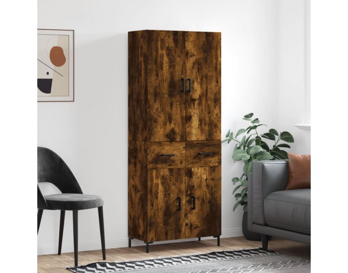 Sonata H Висок шкаф, опушен дъб, 69,5x34x180 см, инженерно дърво