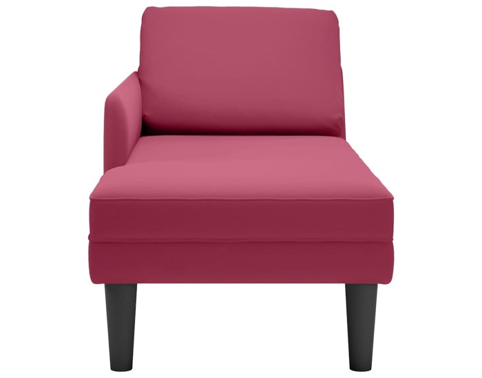 Sonata Șezlong cu pernă și cotieră dreapta, roșu vin, catifea