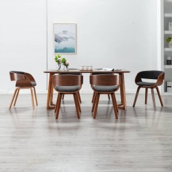 Sonata H Трапезни столове, 6 бр, сиви, огънато дърво и плат - Scaune de dining