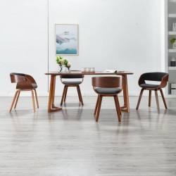 Sonata H Трапезни столове, 4 бр, сиви, извито дърво и текстил - Scaune de dining