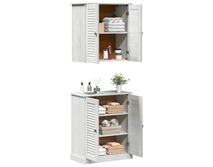 Sonata Set de mobilier pentru baie 2 buc. Alb și Alb Antic