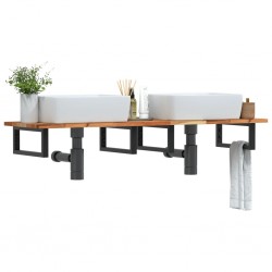 Sonata H Стенен рафт за мивка, стомана и масивно дърво акация - Dulapuri de baie