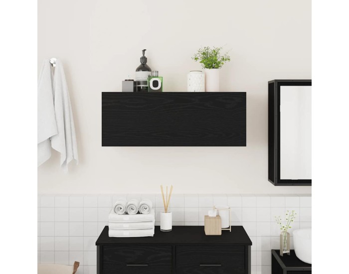 Sonata Dulap de perete de baie, negru, 80x25x30 cm, lemn prelucrat