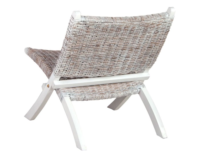 Sonata Scaun relaxare, alb & natural, ratan kubu & lemn masiv de mahon