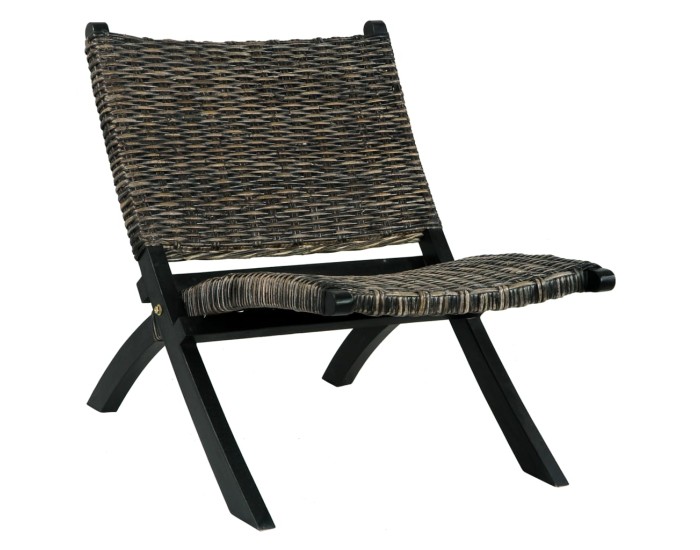 Sonata Scaun relaxare negru & natural ratan kubu & lemn masiv de mahon