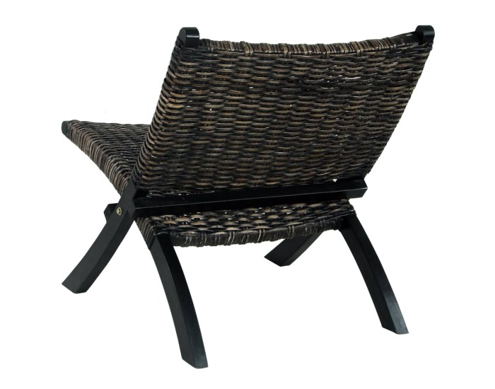Sonata Scaun relaxare negru & natural ratan kubu & lemn masiv de mahon