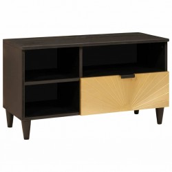 Sonata H ТВ шкаф Черен и златен 80 x 33 x 46 см мангово дърво масив - Comode TV