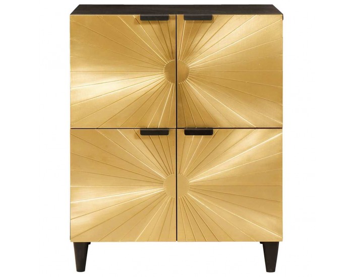 Sonata H Страничен шкаф със съхранение Черен и златен 60 x 33.5 x 75 см