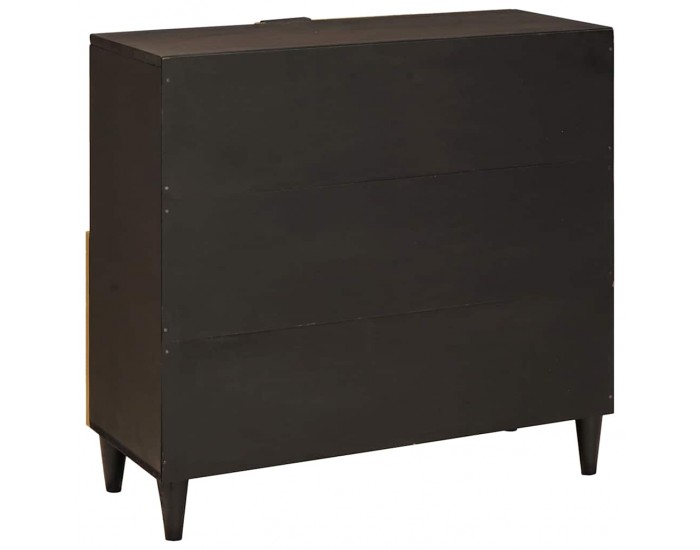 Sonata H Страничен шкаф със съхранение Черен и златен 80 x 33.5 x 75 см