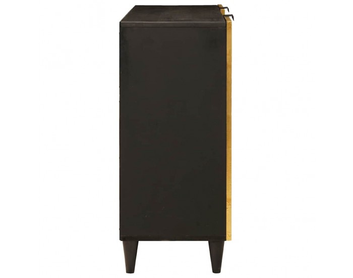 Sonata H Страничен шкаф със съхранение Черен и златен 90 x 33.5 x 75 см