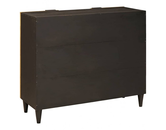 Sonata H Страничен шкаф със съхранение Черен и златен 90 x 33.5 x 75 см
