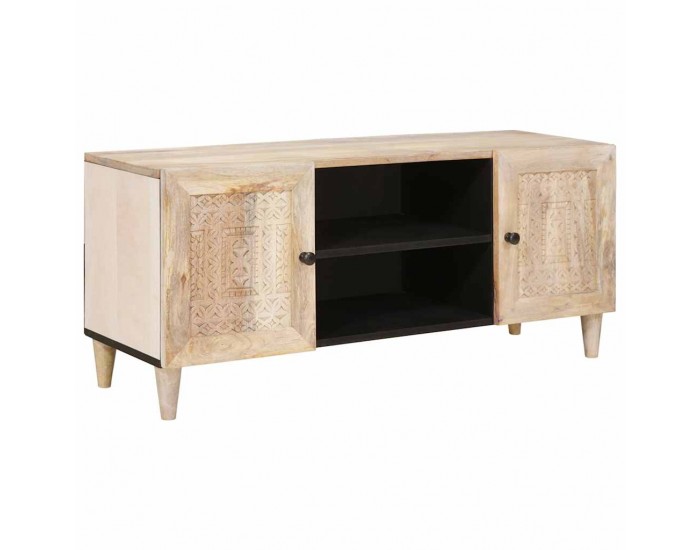 Sonata H ТВ шкаф с рафт Бяло 105 x 33 x 46 см мангово дърво масив