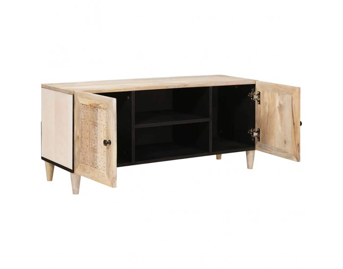 Sonata H ТВ шкаф с рафт Бяло 105 x 33 x 46 см мангово дърво масив