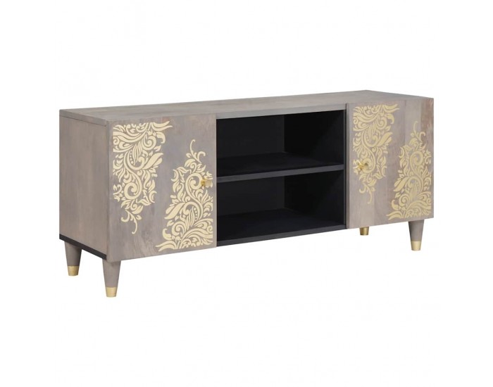 Sonata H ТВ шкаф с рафт със съхранение Сив и златен 105 x 33.5 x 46 см