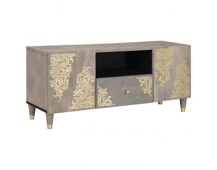 Sonata H ТВ шкаф с чекмедже с рафт Сив и златен 105 x 33.5 x 46 см