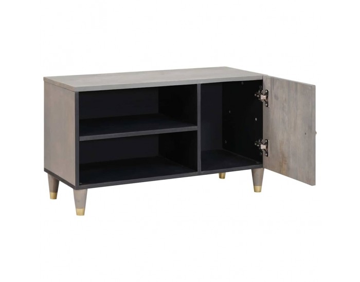 Sonata H ТВ шкаф с рафт със съхранение Сив и златен 80 x 31.5 x 46 см