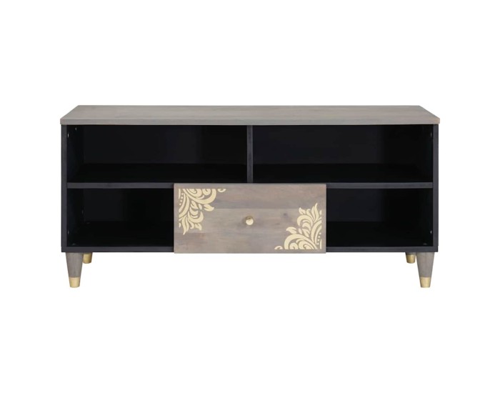 Sonata Cabinet TV cu sertar Gri 100 x 33 x 46 cm Lemn de mango solid