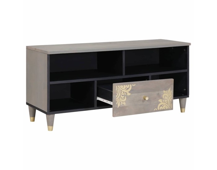 Sonata Cabinet TV cu sertar Gri 100 x 33 x 46 cm Lemn de mango solid