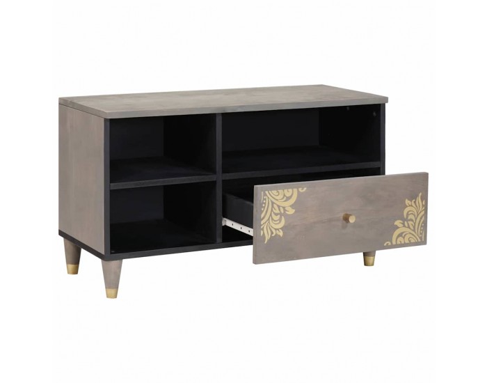 Sonata H ТВ шкаф с чекмедже с рафт Сив и златен 80 x 33.5 x 46 см