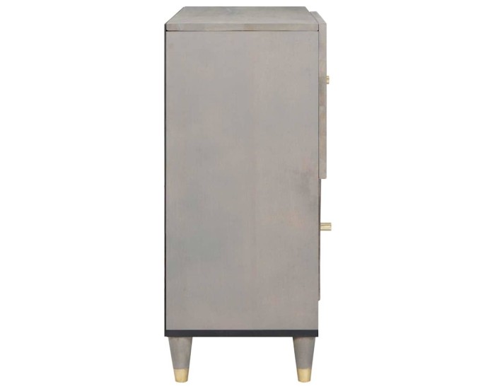 Sonata Bufet Gri și Aur 80 x 33 x 75 cm Lemn de mango solid