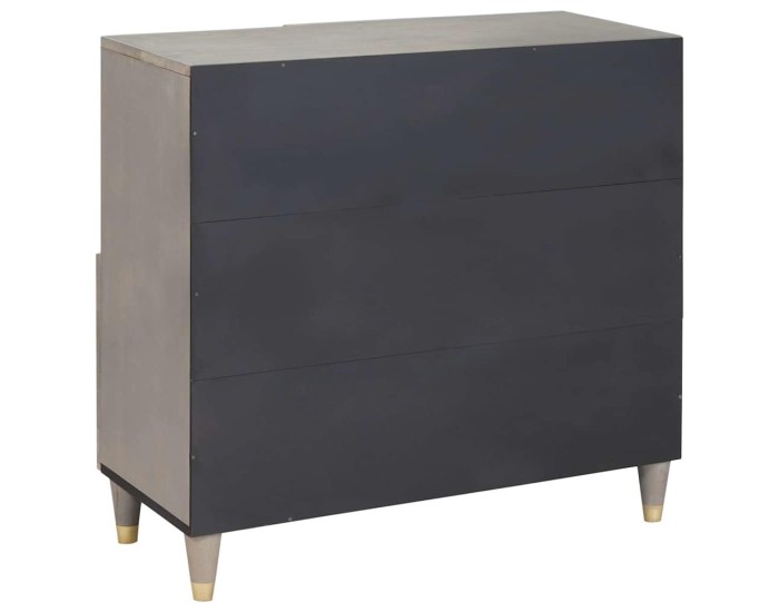 Sonata Bufet Gri și Aur 80 x 33 x 75 cm Lemn de mango solid