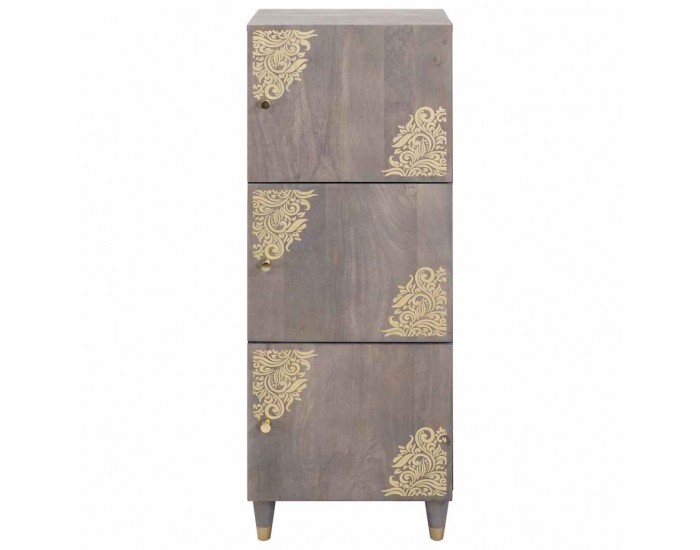 Sonata H Висок шкаф с чекмедже с рафт Сив и златен 40 x 33.5 x 110 см