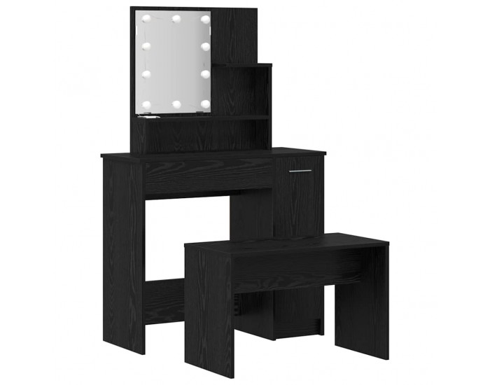 Sonata H Комплект тоалетно шкафче с рафт Черен дъб 86.5 x 35 x 136 cm