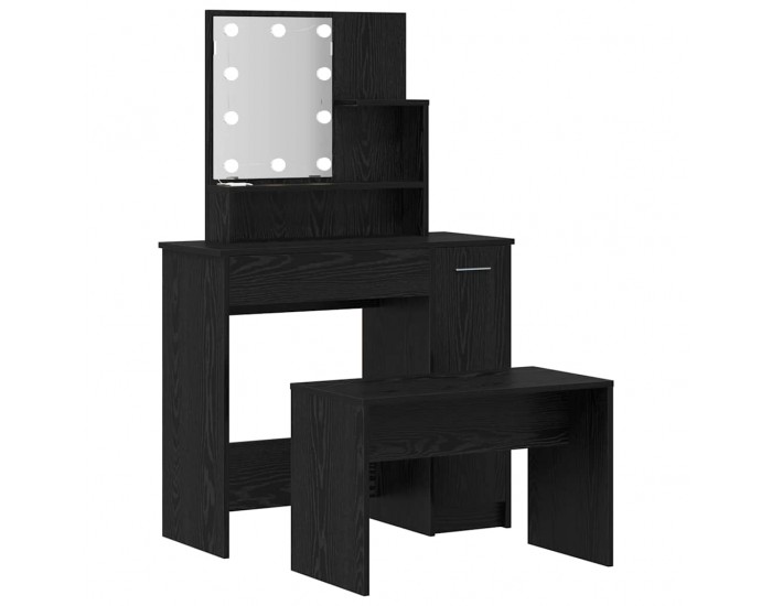 Sonata H Комплект тоалетно шкафче с рафт Черен дъб 86.5 x 35 x 136 cm