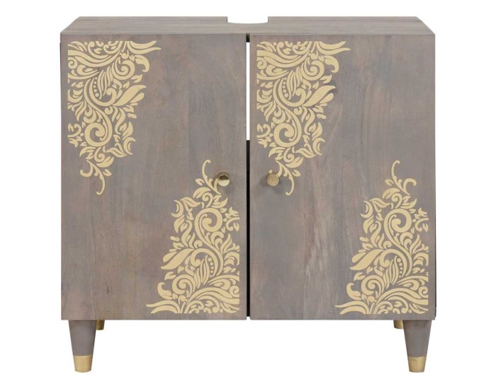 Sonata Dulap de chiuvetă Gri 62 x 33 x 58 cm Lemn de mango solid