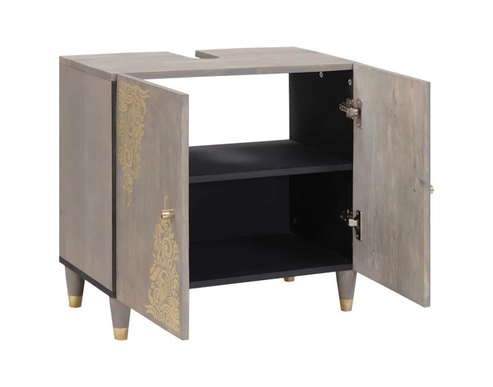 Sonata Dulap de chiuvetă Gri 62 x 33 x 58 cm Lemn de mango solid